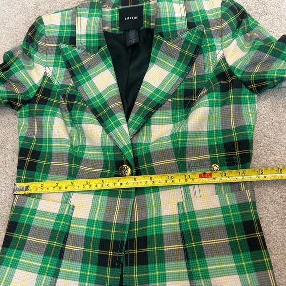Smythe Green Black Grass Seersucker Plaid Duchess Patch Pocket Blazer Jacket 4 - Picture 13 of 14
